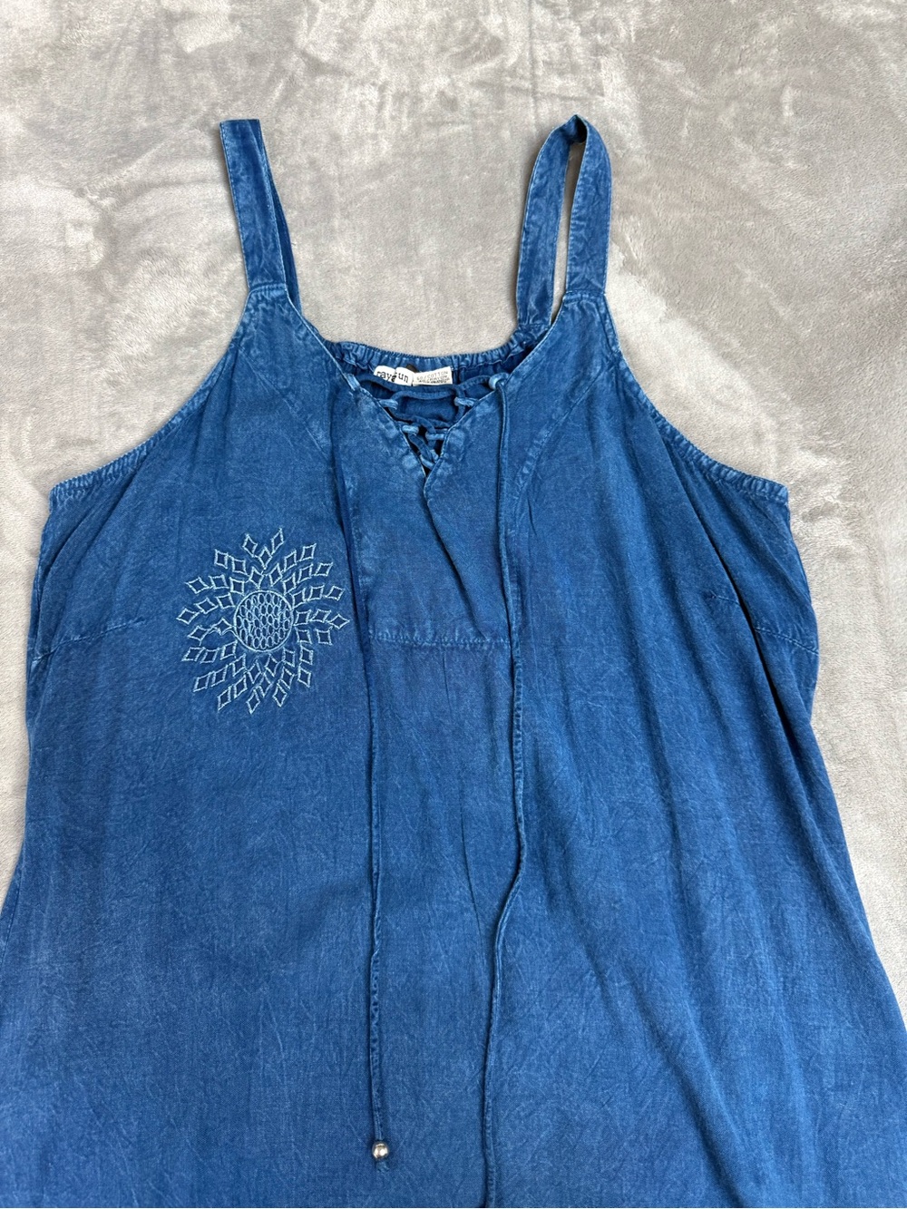 Denim Sun Dress with Embroidered Accents by Raya Sun XL - Picture 5 of 7